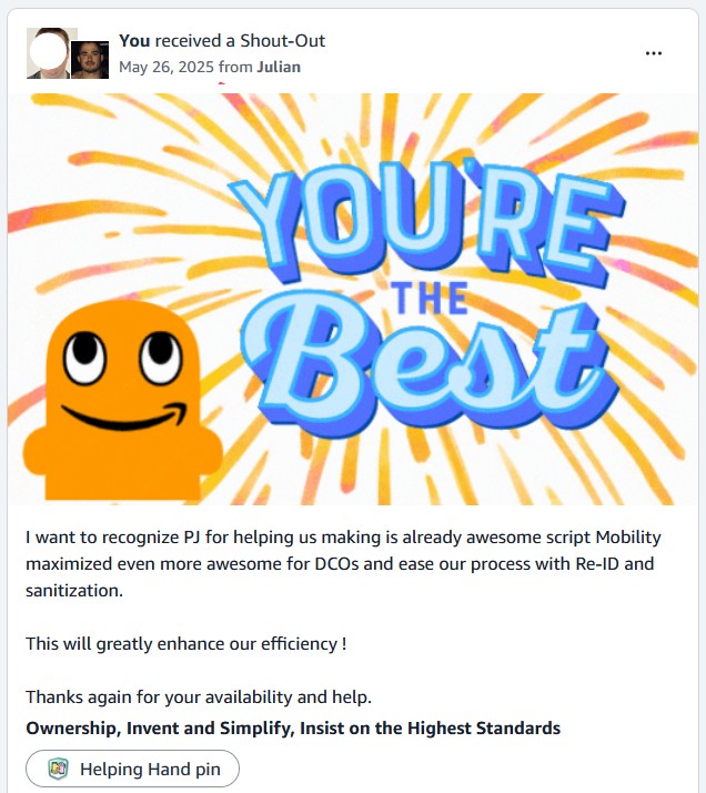 Further team appreciation for the tool